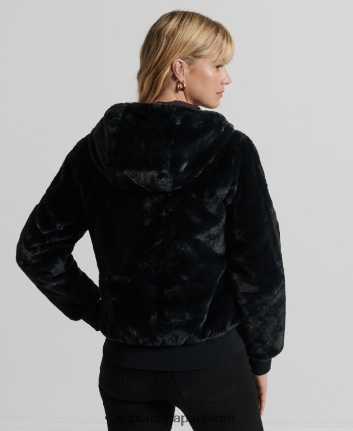 ストームプレミアムフェイクファージャケット 女性 Superdry 衣類 黒 2J62PZ6182