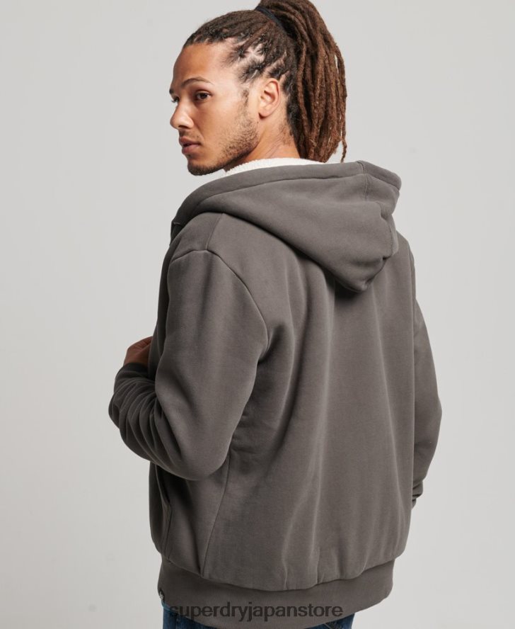 エッセンシャルボーグ裏地付きジップパーカー 男性 Superdry 衣類 濃い灰色 2J62PZ618