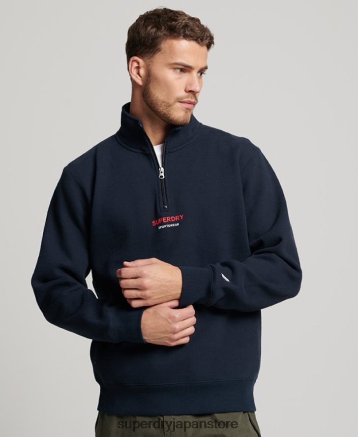スポーツウェア ハーフジップ スウェットシャツ 男性 Superdry 衣類 海軍 2J62PZ621