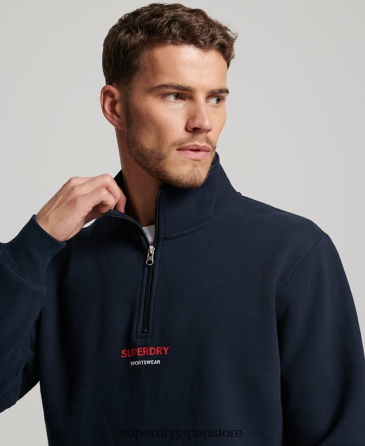 スポーツウェア ハーフジップ スウェットシャツ 男性 Superdry 衣類 海軍 2J62PZ621