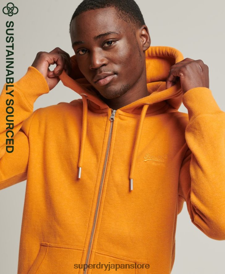 オーガニックコットン ヴィンテージロゴ ジップパーカー 男性 Superdry 衣類 黄色 2J62PZ624