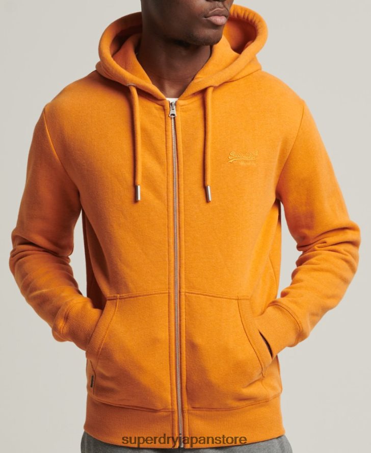 オーガニックコットン ヴィンテージロゴ ジップパーカー 男性 Superdry 衣類 黄色 2J62PZ624