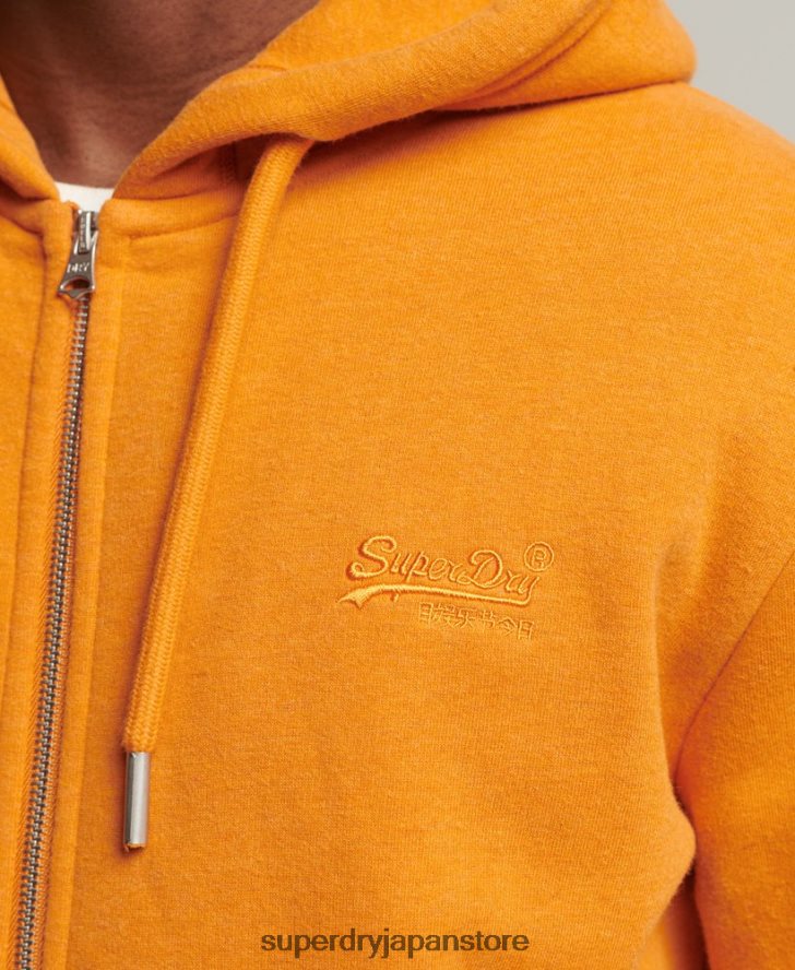 オーガニックコットン ヴィンテージロゴ ジップパーカー 男性 Superdry 衣類 黄色 2J62PZ624