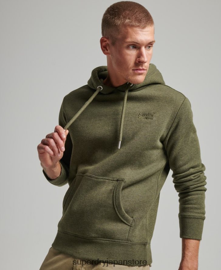 ヴィンテージロゴ刺繍パーカー 男性 Superdry 衣類 カーキ 2J62PZ625