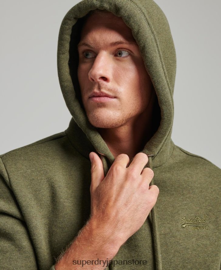 ヴィンテージロゴ刺繍パーカー 男性 Superdry 衣類 カーキ 2J62PZ625