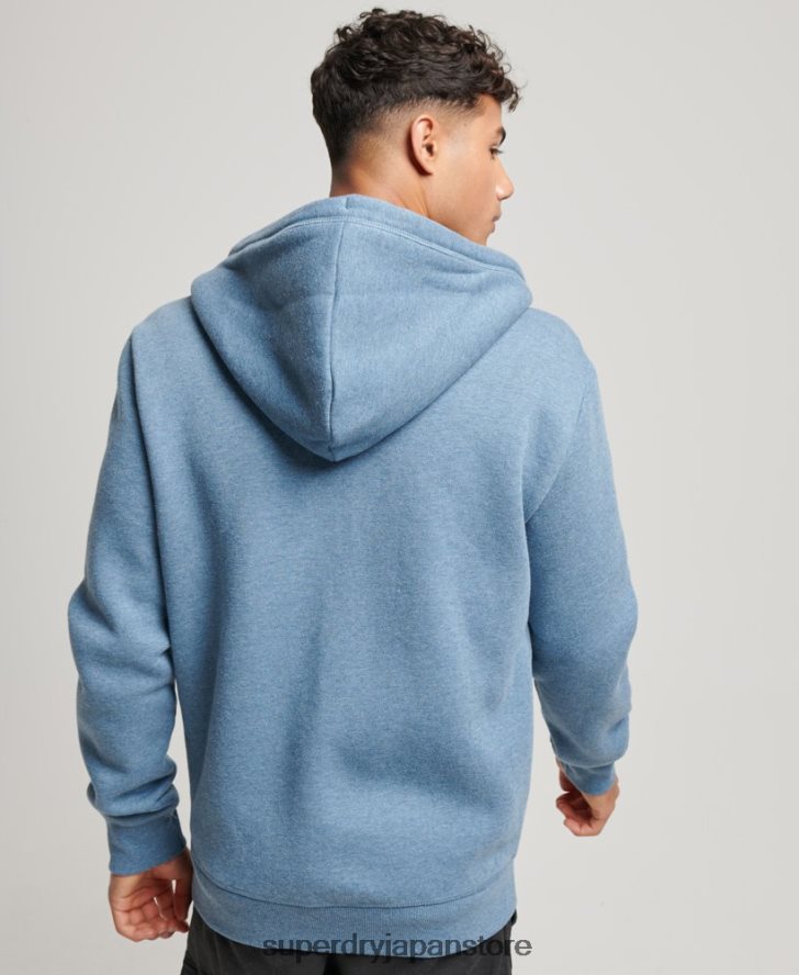 ヴィンテージロゴ刺繍ジップパーカー 男性 Superdry 衣類 ライトブルー 2J62PZ627