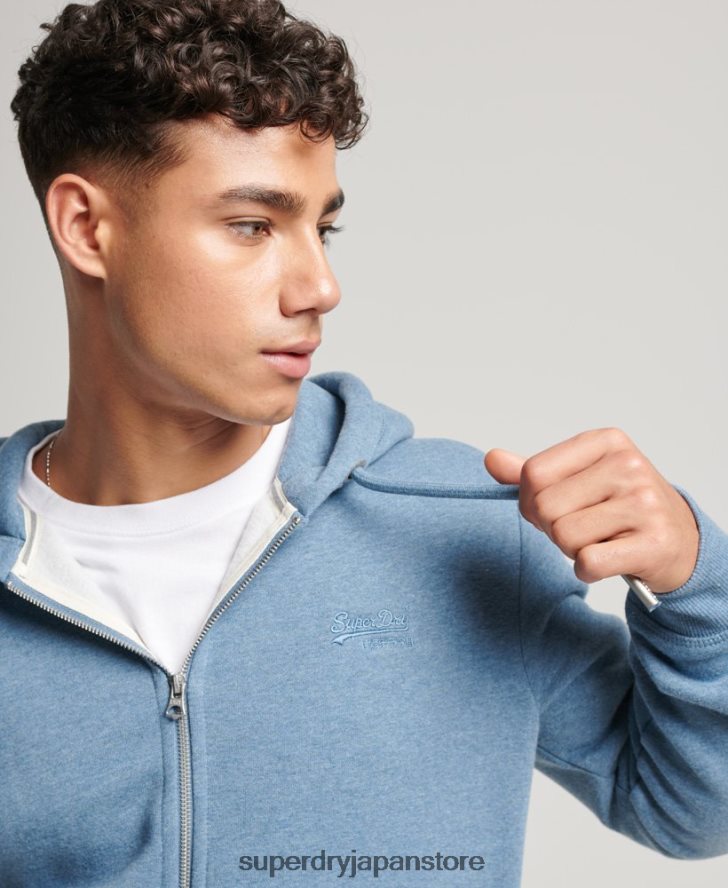 ヴィンテージロゴ刺繍ジップパーカー 男性 Superdry 衣類 ライトブルー 2J62PZ627