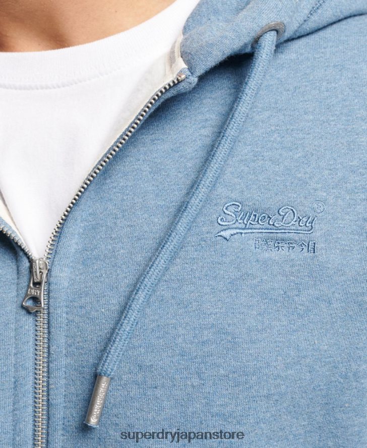 ヴィンテージロゴ刺繍ジップパーカー 男性 Superdry 衣類 ライトブルー 2J62PZ627