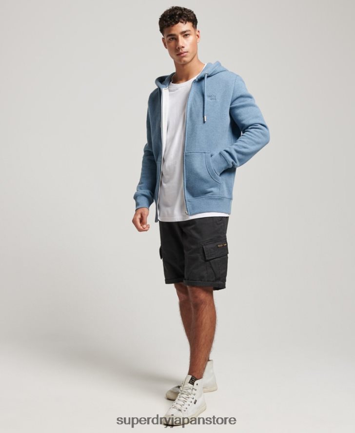 ヴィンテージロゴ刺繍ジップパーカー 男性 Superdry 衣類 ライトブルー 2J62PZ627