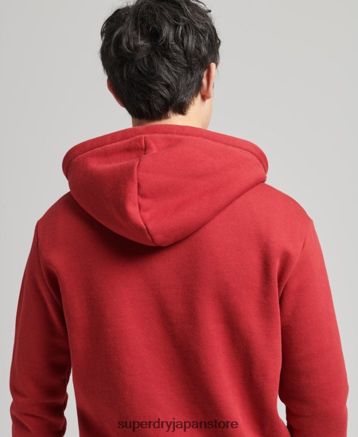 オーガニックコットン ヴィンテージロゴ刺繍ジップパーカー 男性 Superdry 衣類 赤 2J62PZ628