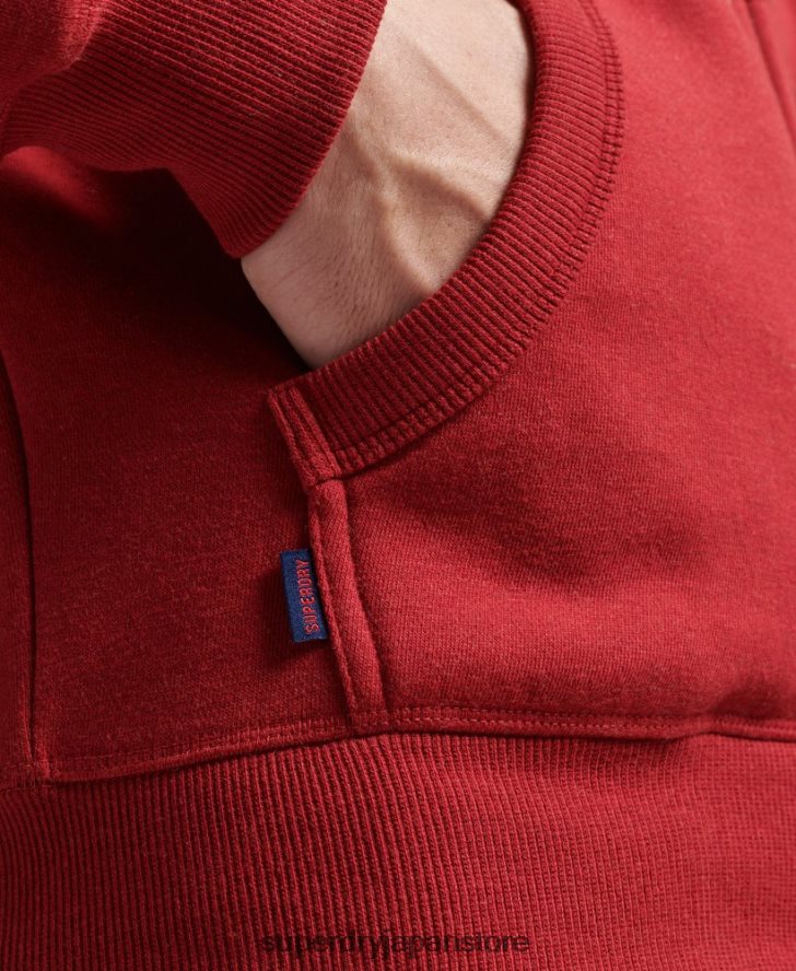 オーガニックコットン ヴィンテージロゴ刺繍ジップパーカー 男性 Superdry 衣類 赤 2J62PZ628