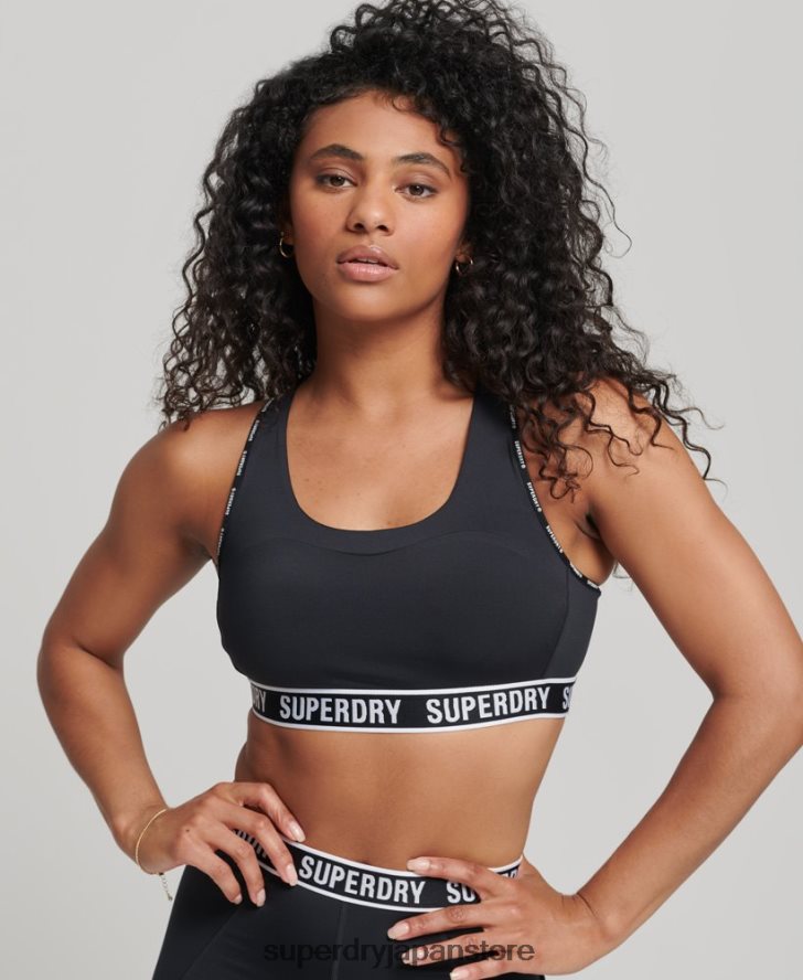 トレインブランドの伸縮性のあるブラジャー 女性 Superdry 衣類 黒 2J62PZ6325