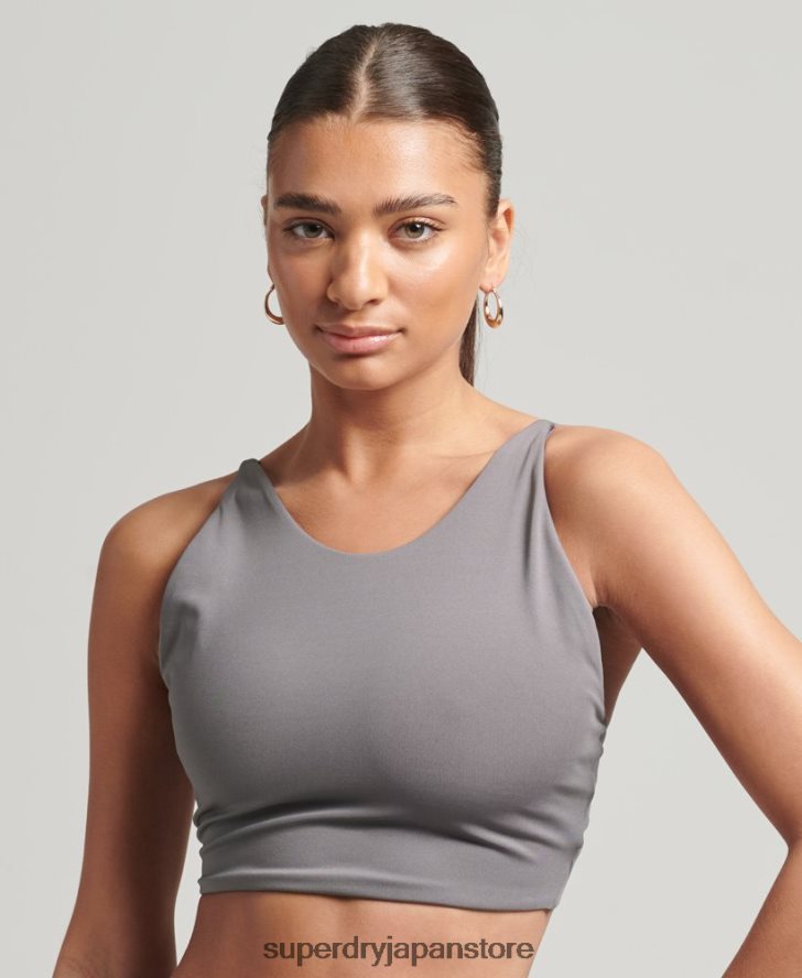 フレックスオープンバッククロップトップ 女性 Superdry 衣類 濃い灰色 2J62PZ6333