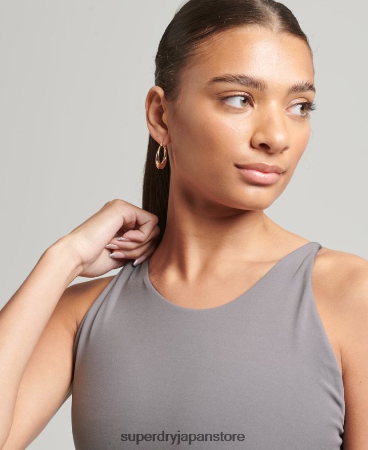 フレックスオープンバッククロップトップ 女性 Superdry 衣類 濃い灰色 2J62PZ6333