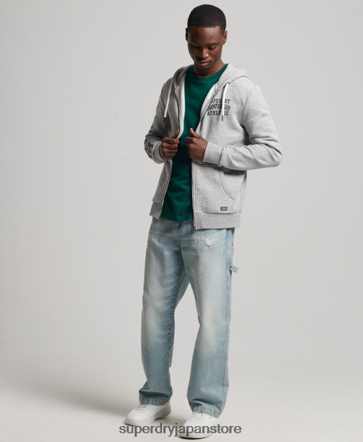 ジムアスレチックジップパーカー 男性 Superdry 衣類 グレー 2J62PZ633
