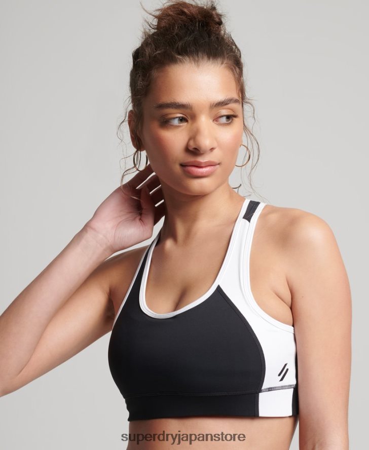 トレーニング非対称ブラ 女性 Superdry 衣類 黒 2J62PZ6346