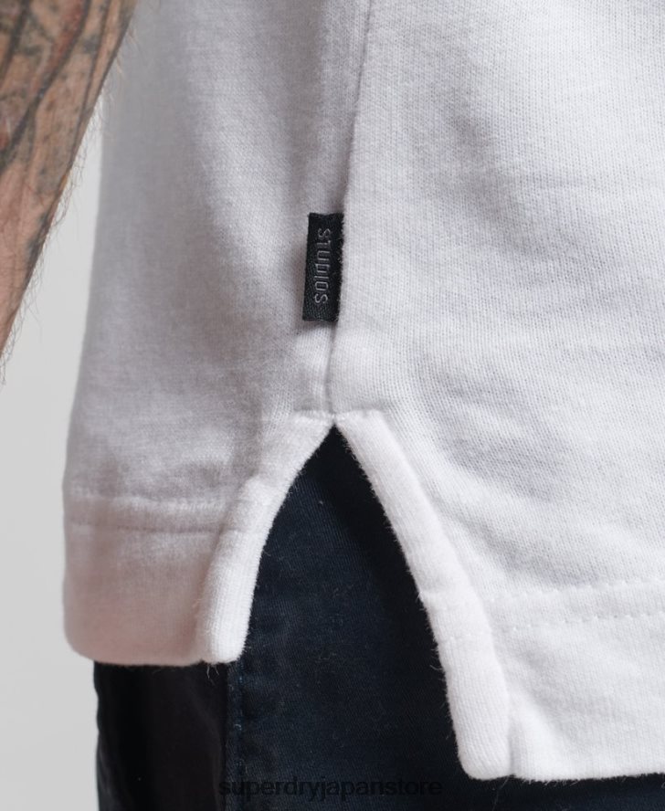 長袖コットンジャージーポロシャツ 男性 Superdry 衣類 白 2J62PZ6360