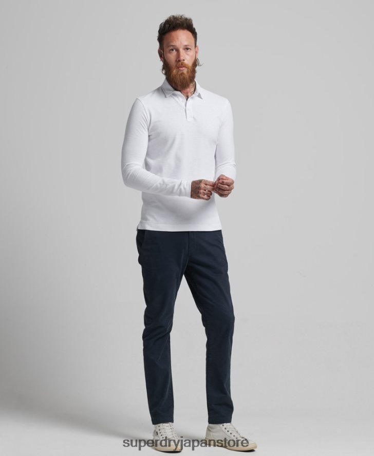 長袖コットンジャージーポロシャツ 男性 Superdry 衣類 白 2J62PZ6360