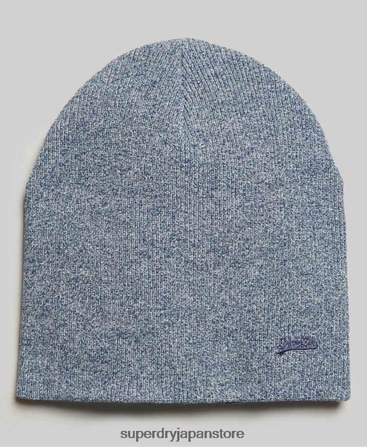 オーガニックコットン オレンジラベル ヴィンテージロゴ ビーニー帽 男性 Superdry アクセサリー 青 2J62PZ6363