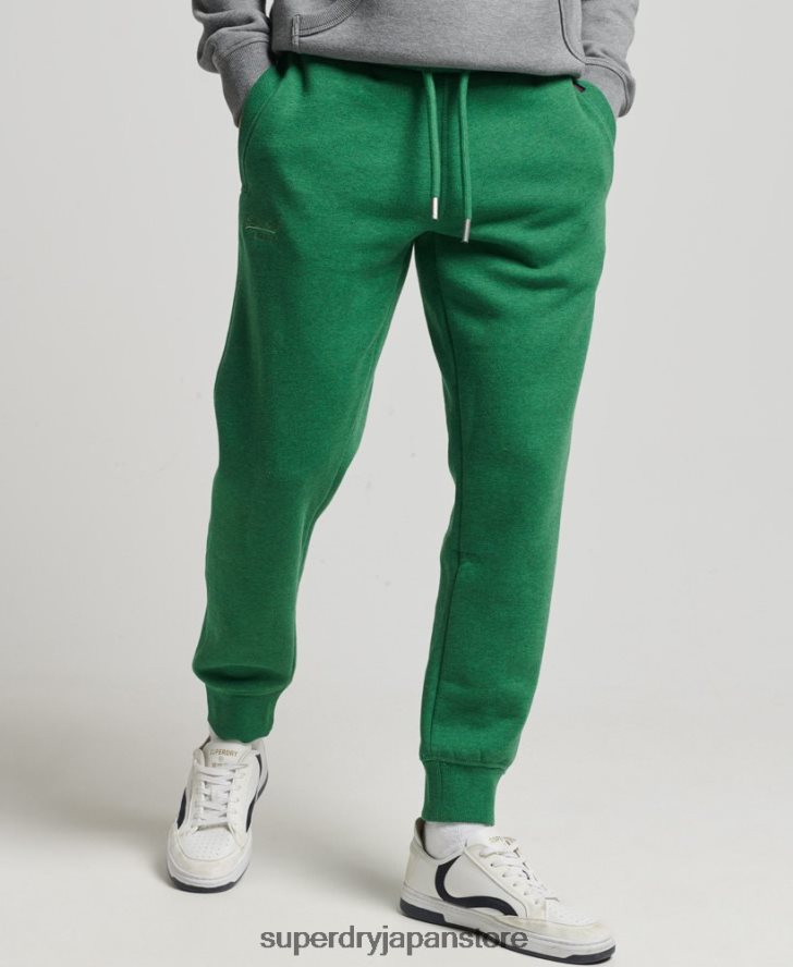 オーガニックコットン ヴィンテージロゴ刺繍ジョガーパンツ 男性 Superdry 衣類 緑 2J62PZ6381