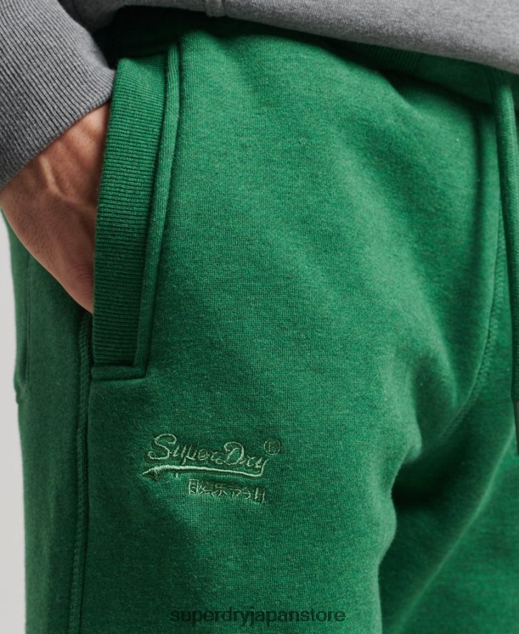 オーガニックコットン ヴィンテージロゴ刺繍ジョガーパンツ 男性 Superdry 衣類 緑 2J62PZ6381