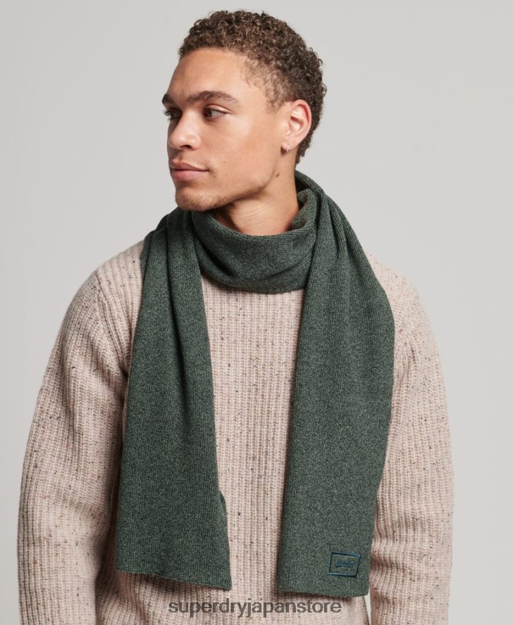 オーガニックコットンのロゴスカーフ 男性 Superdry アクセサリー 緑 2J62PZ6391