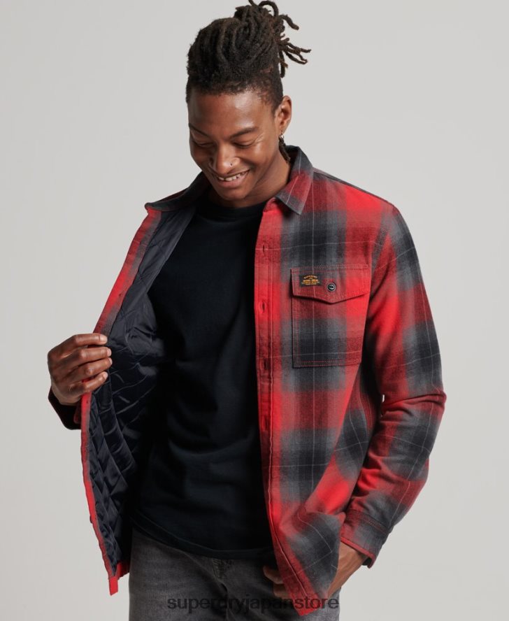 キルティングチェックオーバーシャ​​ツ 男性 Superdry 衣類 赤 2J62PZ6393