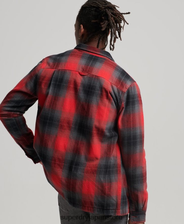 キルティングチェックオーバーシャ​​ツ 男性 Superdry 衣類 赤 2J62PZ6393