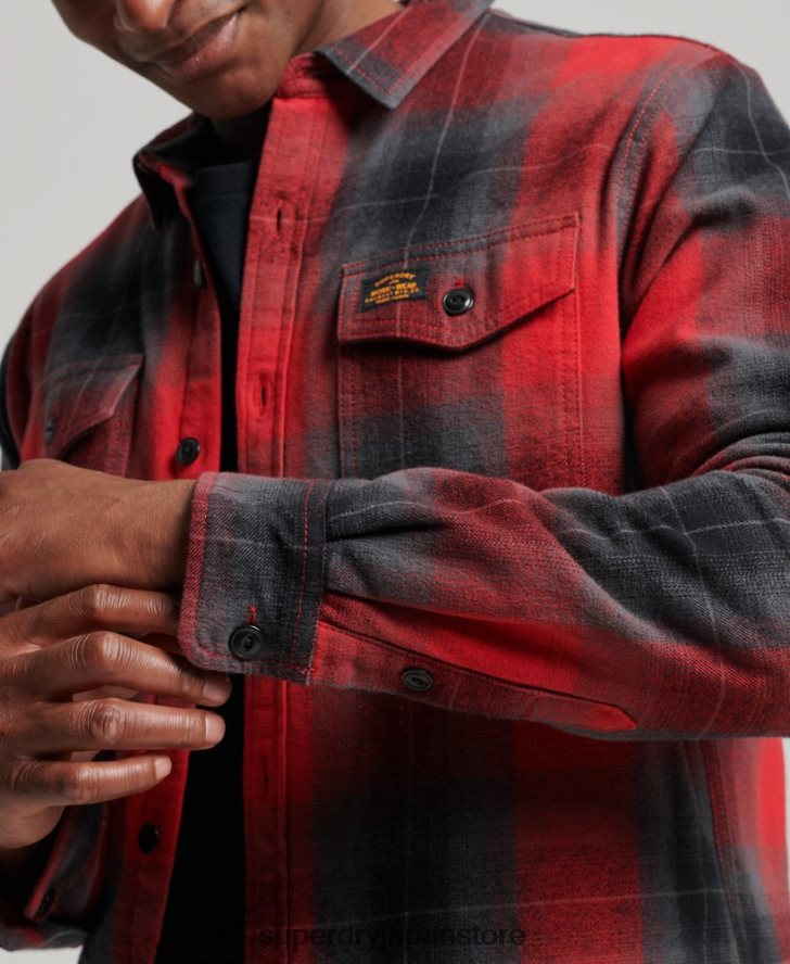 キルティングチェックオーバーシャ​​ツ 男性 Superdry 衣類 赤 2J62PZ6393