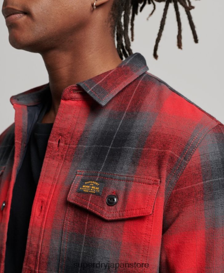 キルティングチェックオーバーシャ​​ツ 男性 Superdry 衣類 赤 2J62PZ6393