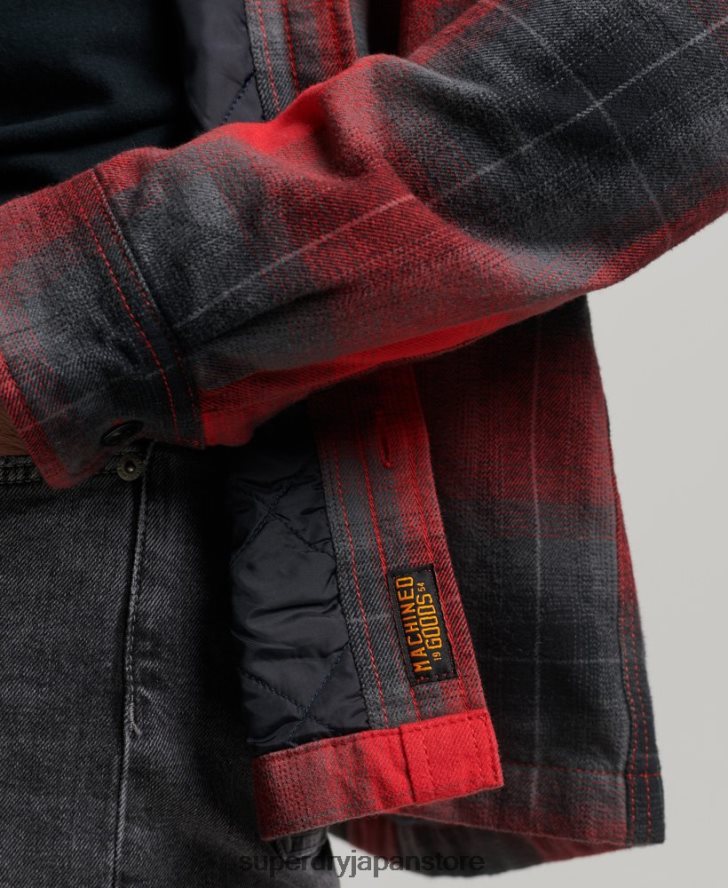 キルティングチェックオーバーシャ​​ツ 男性 Superdry 衣類 赤 2J62PZ6393