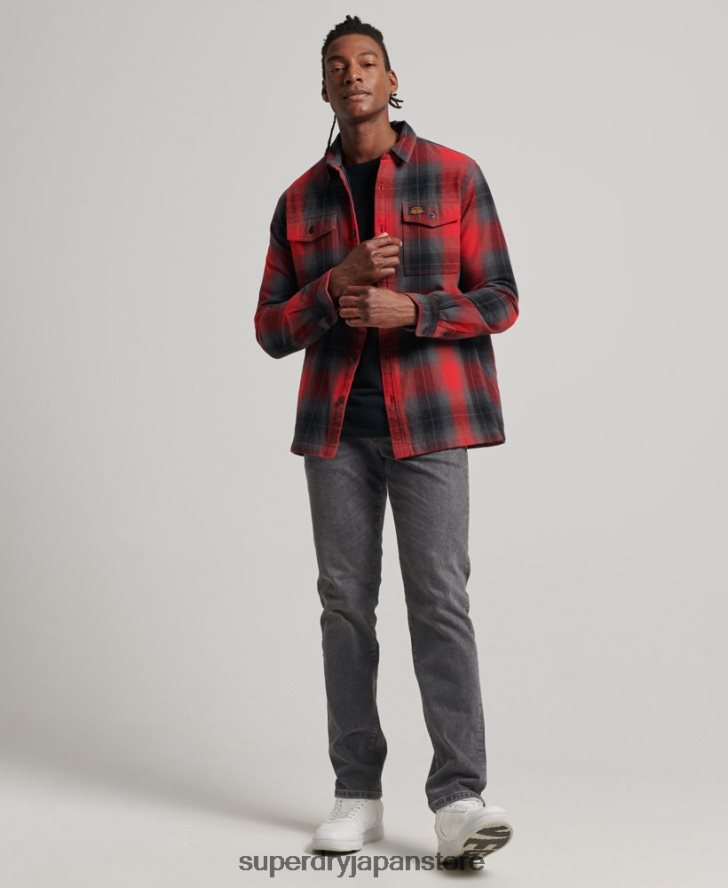 キルティングチェックオーバーシャ​​ツ 男性 Superdry 衣類 赤 2J62PZ6393
