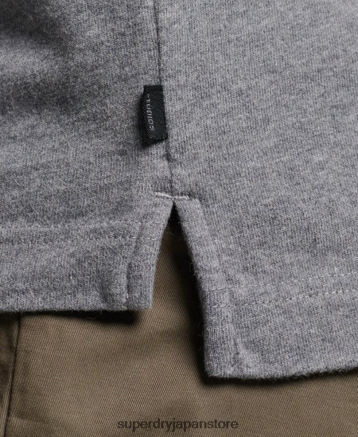 長袖コットンジャージーポロシャツ 男性 Superdry 衣類 濃い灰色 2J62PZ6394