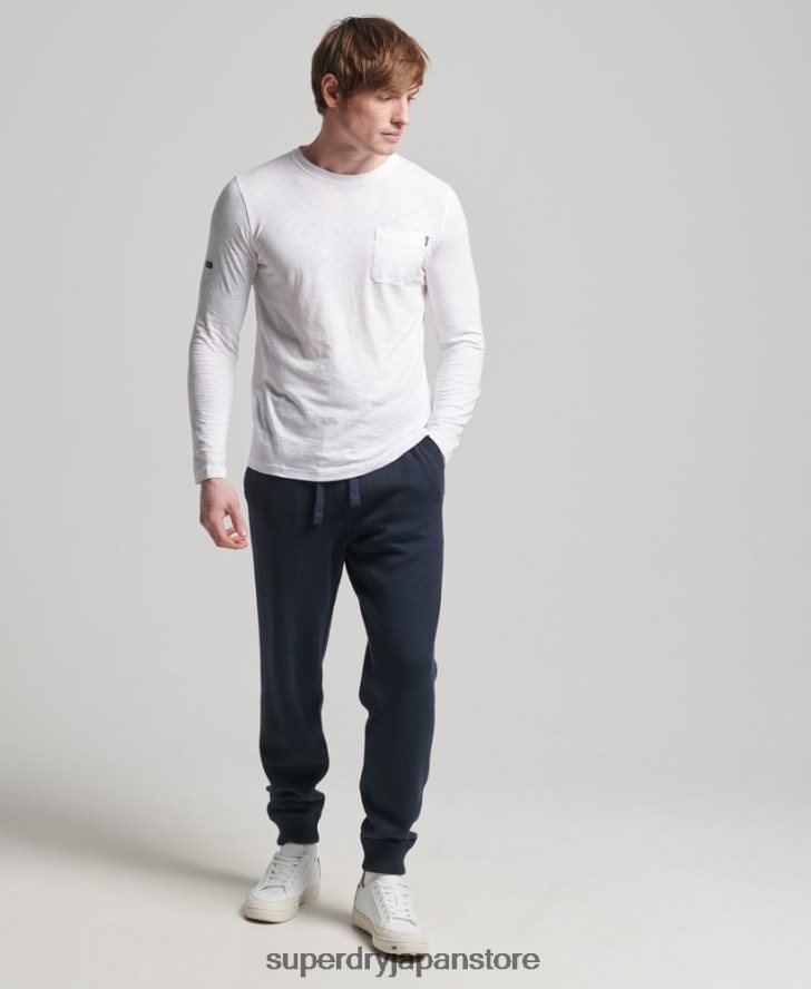 オーガニックコットン スタジオ エッセンシャル ジョガー 男性 Superdry 衣類 海軍 2J62PZ6395