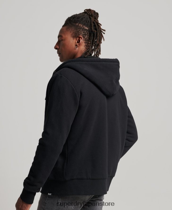 エッセンシャルボーグ裏地付きジップパーカー 男性 Superdry 衣類 黒 2J62PZ639