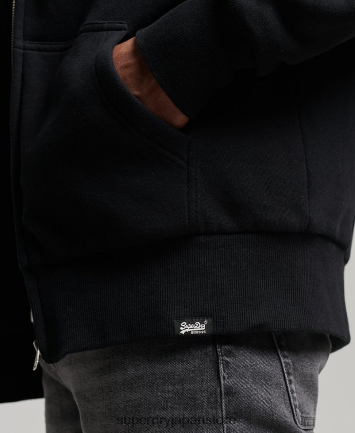 エッセンシャルボーグ裏地付きジップパーカー 男性 Superdry 衣類 黒 2J62PZ639