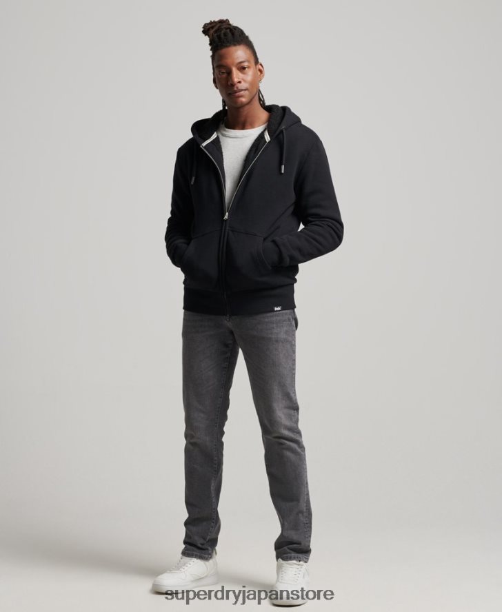 エッセンシャルボーグ裏地付きジップパーカー 男性 Superdry 衣類 黒 2J62PZ639