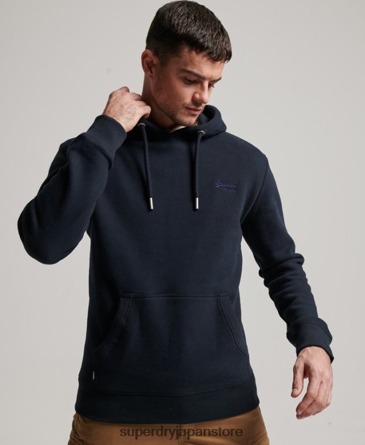 ヴィンテージロゴ刺繍パーカー 男性 Superdry 衣類 海軍 2J62PZ64