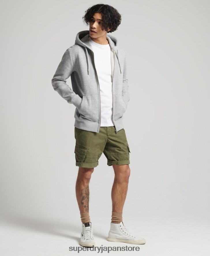オーガニックコットン ヴィンテージロゴ刺繍ジップパーカー 男性 Superdry 衣類 グレー 2J62PZ640