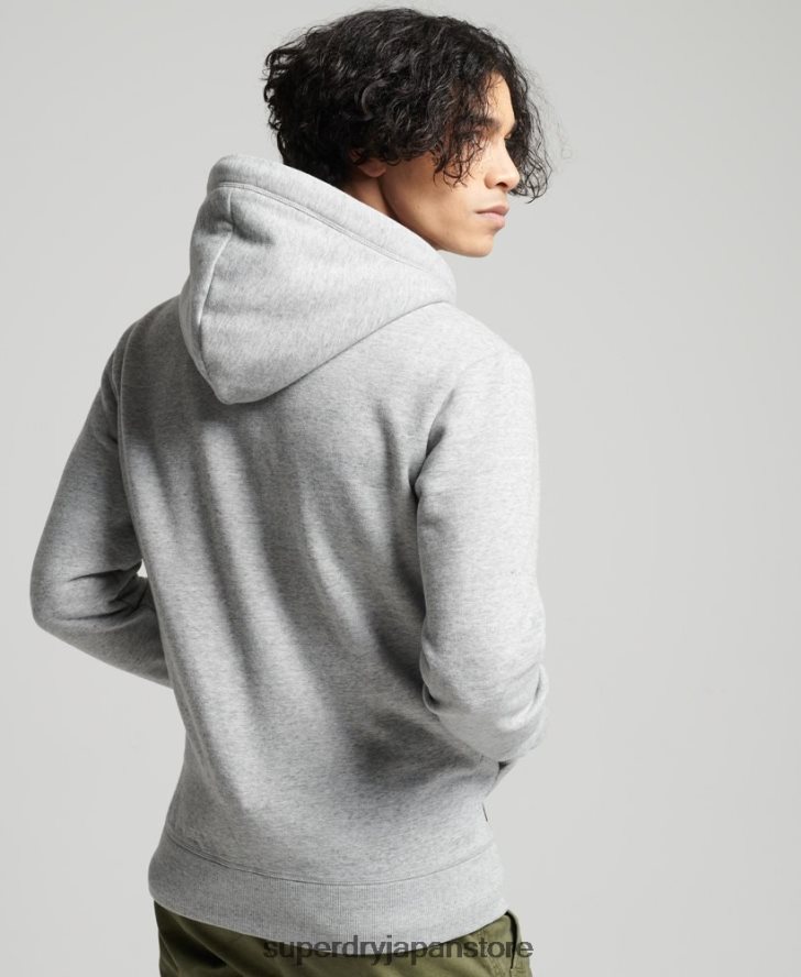オーガニックコットン ヴィンテージロゴ刺繍ジップパーカー 男性 Superdry 衣類 グレー 2J62PZ640