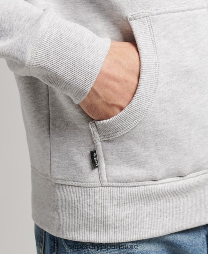 オーガニックコットン ヴィンテージロゴ刺繍ジップパーカー 男性 Superdry 衣類 ライトグレー 2J62PZ641