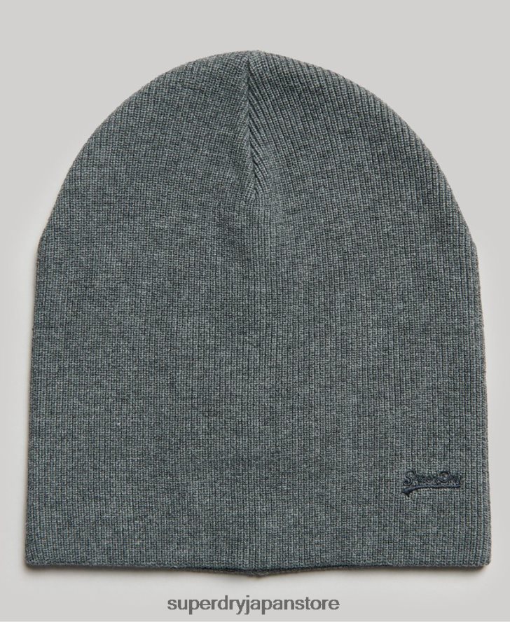 オーガニックコットン オレンジラベル ヴィンテージロゴ ビーニー帽 男性 Superdry アクセサリー グレー 2J62PZ6434