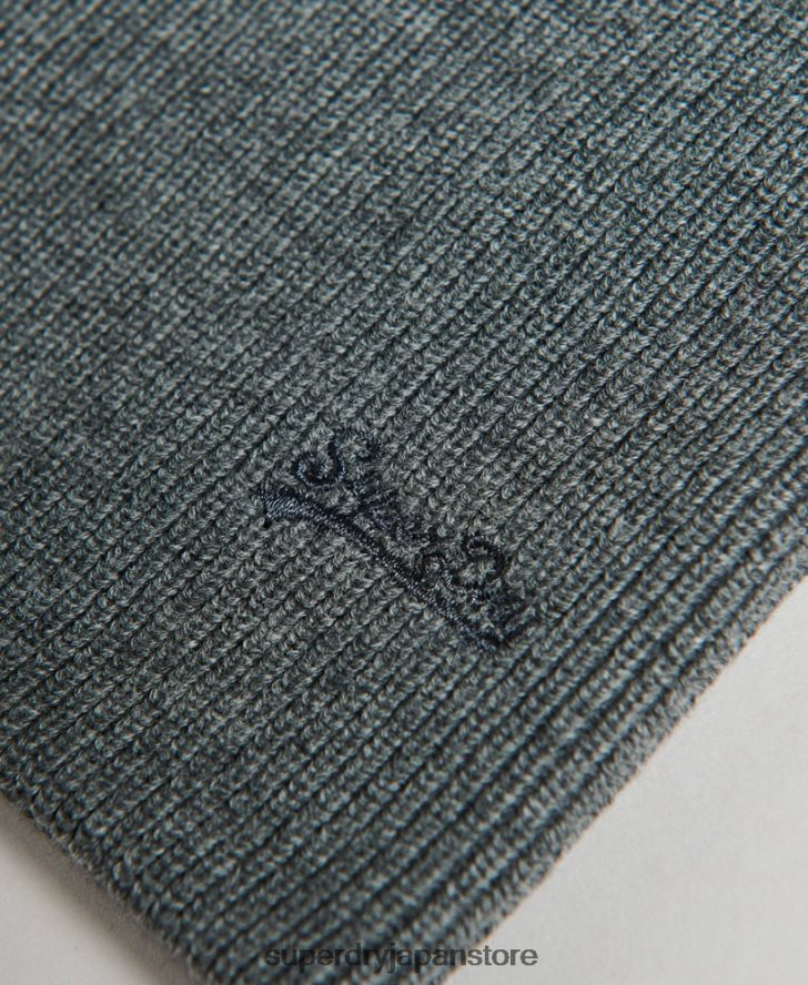 オーガニックコットン オレンジラベル ヴィンテージロゴ ビーニー帽 男性 Superdry アクセサリー グレー 2J62PZ6434