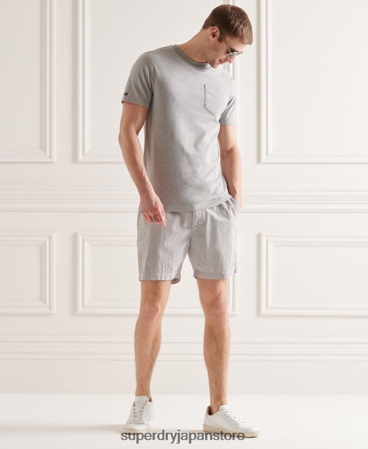 シアサッカードローストリングショーツ 男性 Superdry 衣類 グレー 2J62PZ6438