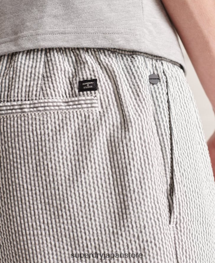 シアサッカードローストリングショーツ 男性 Superdry 衣類 グレー 2J62PZ6438