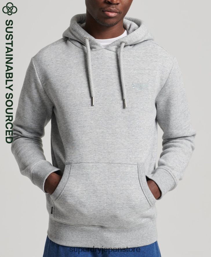オーガニックコットンのヴィンテージロゴ刺繍パーカー 男性 Superdry 衣類 グレー 2J62PZ644