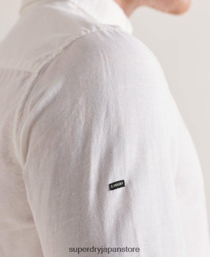 コットンリネン長袖シャツ 男性 Superdry 衣類 白 2J62PZ6447