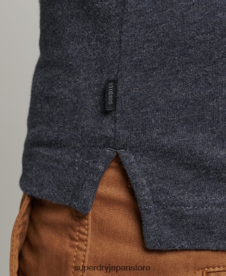 長袖コットンジャージーポロシャツ 男性 Superdry 衣類 海軍 2J62PZ6448
