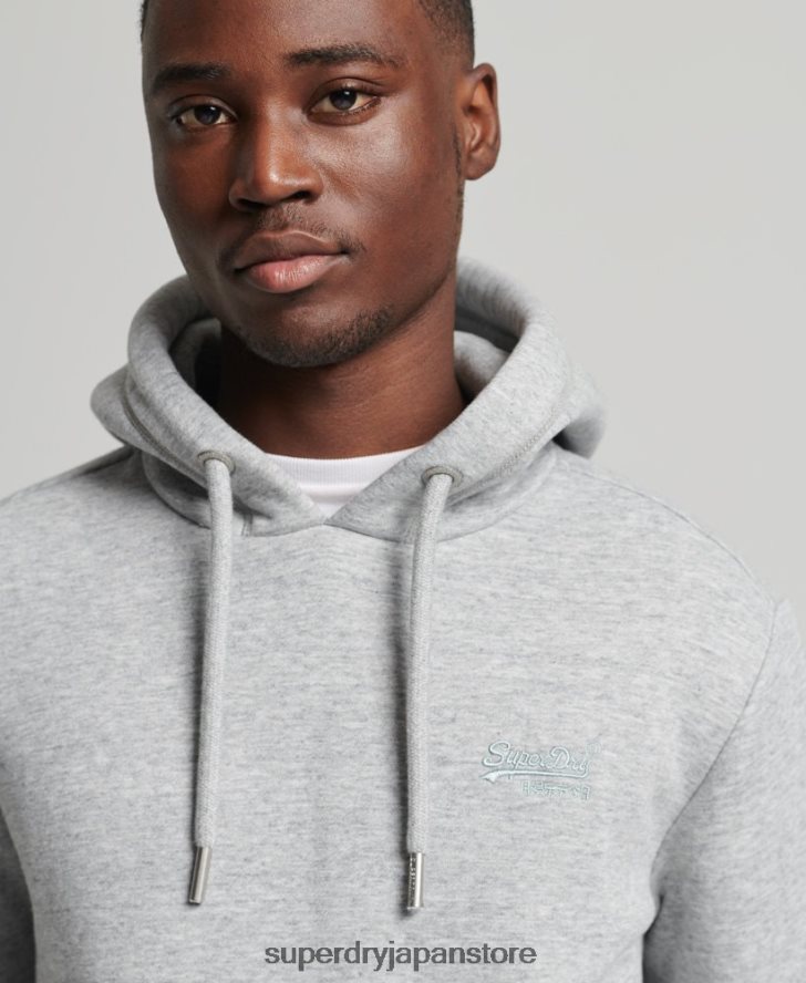 オーガニックコットンのヴィンテージロゴ刺繍パーカー 男性 Superdry 衣類 グレー 2J62PZ644