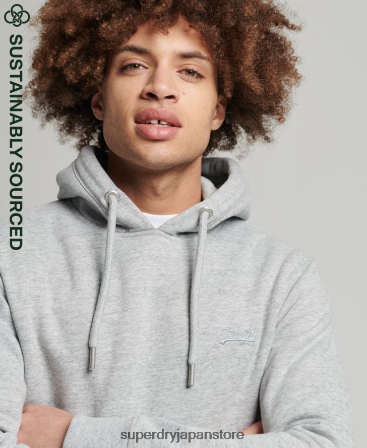 オーガニックコットンのヴィンテージロゴ刺繍パーカー 男性 Superdry 衣類 グレー 2J62PZ645